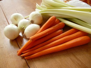 photo of fresh carrots, onions, celery