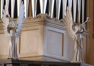 photo of Angels on organ at St. David's Cathedral, Wales, UK