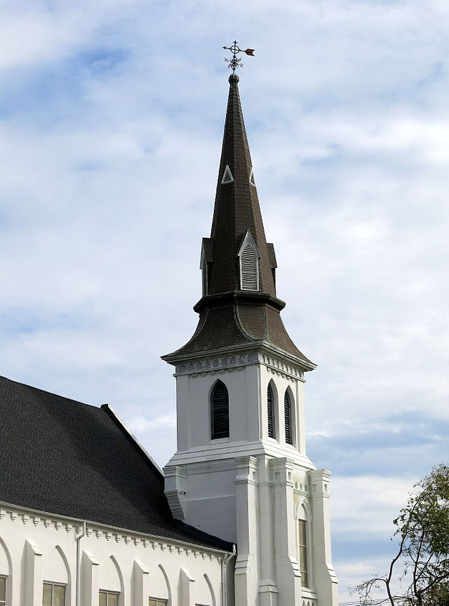 The steeple of Emanuel African Methodist Church, Charleston, SC