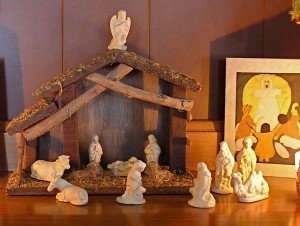 photo of manger scene with ceramic figures